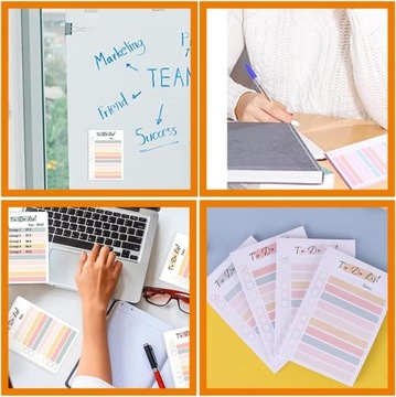 4 Tęczowe Karteczki Samoprzylepne Naklejki Notatki Biurowe Bloczki Do Notat