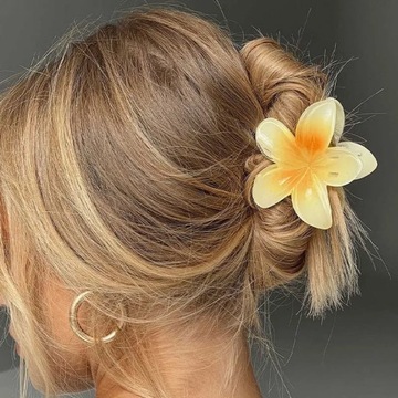 Пряжка, заколка для волос, большой цветок, цветок бохо, гавайский, белый