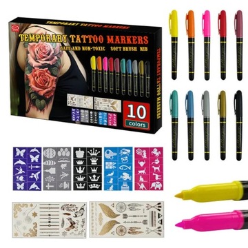 Татуировки для детей Моющиеся шаблоны тату для детей + 10 фломастеров