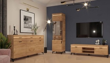 zestaw mebli witryna komoda salonu loft Bragi 2