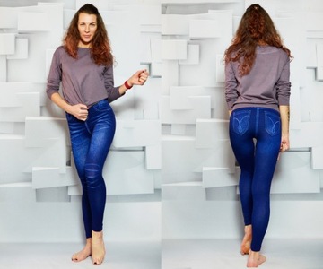 Legginsy DAMSKIE Getry Spodnie Leginsy MODNE Getry Jeans rozmiar L/XL