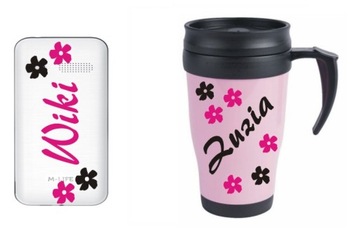 IMIĘ DZIECKA +40szt KWIATKI naklejka RÓŻNE KOLORY