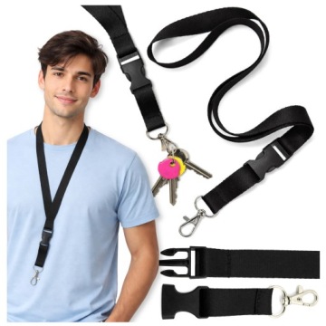 Шейный шнурок для ключей и бейджей универсальный черный 52 см