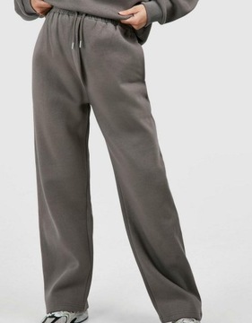 SZARE KLASYCZNE LUŹNE SPODNIE DRESOWE PROSTE GŁADKIE BOOHOO S