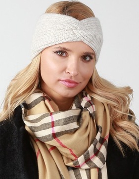 Бежевый теплый зимний ободок BOHO Polska O2