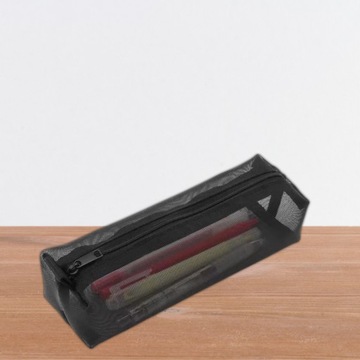 Пенал для молодежной школы, школьная сумка, черный, прозрачный, сетка