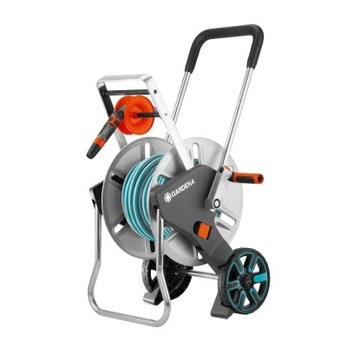 Комплект Gardena AquaRoll M Easy Metal: тележка для шланга длиной до 60 м.