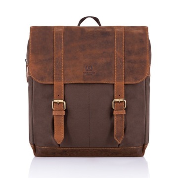 Plecak Męski Vintage Paolo Peruzzi, skóra naturalna + canvas, brązowy modny