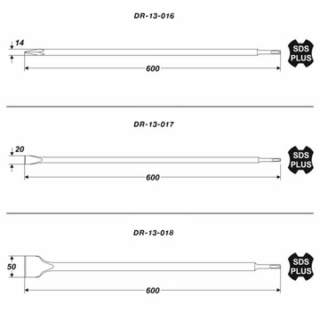 Набор долот SDS-Plus 600 мм