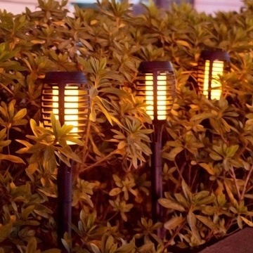 LAMPY SOLARNE LED EFEKT PŁOMIENIA OGIEŃ KOMPLET 4 SZTUKI
