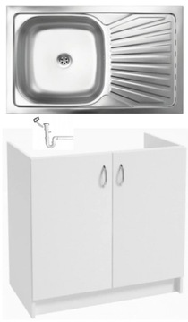 SZAFKA KUCHENNA Biała 50x80 + zlewozmywak + syfon