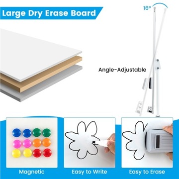 Подставка для флипчарта, 100 х 65 см. Мобильная доска на колесиках, сухостираемая.