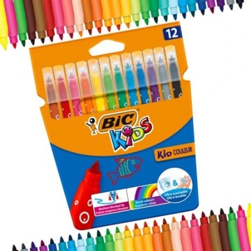 BIC FLAMASTRY PISAKI MAZAKI KID COULEUR 12 SZTUK KOLORÓW