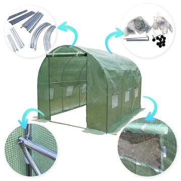 Tunel Foliowy Szklarnia PREMIUM siatka 2x3m zielony GRUBY stelaż 25⌀ mocny