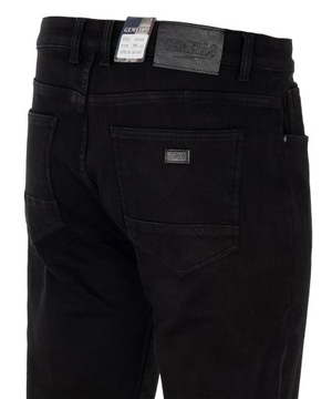 SPODNIE MĘSKIE OCIEPLANE JEANSOWE CZARNE PROSTE BAWEŁNA W32