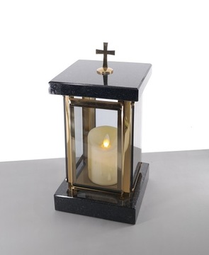 Lampion Nagrobny Granitowy stal nierdzewna jasno złoty POŁYSK