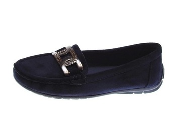 DAMSKIE ZAMSZOWE MOKASYNY Navy r.41