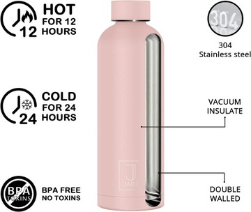 ТЕРМАЛЬНАЯ БУТЫЛКА НЕРЖАВЕЮЩАЯ СТАЛЬ РОЗОВАЯ 500 МЛ JADI
