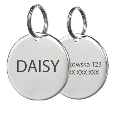 ADRESÓWKA ZAWIESZKA DLA PSA KOTA IDENTYFIKATOR Z GRAWER BLASZKA IMIENNIK