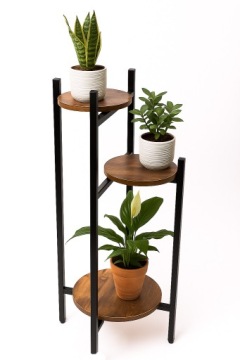 KWIETNIK STOJĄCY METALOWY STOJAK NA KWIATY DĄB RUSTYKALNY LOFT 80 cm