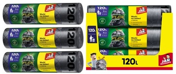 JAN NIEZBĘDNY мешки для мусора MEGA STRONG тиснение FLEX & STRONG 120л 24 шт.