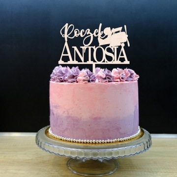 ТОПЕР ДЛЯ ТОРТА ДЕНЬ РОЖДЕНИЯ ОДИН ГОД САМОЛЕТА ЧЕРНАЯ НАДПИСЬ