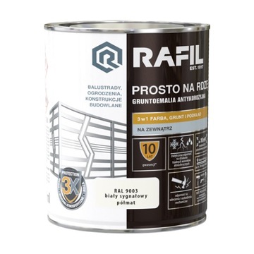 RAFIL Prosto na rdzę biały sygnałowy półmat RAL9003 0,75l