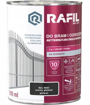 Farba RAFIL Grunt Brama Ogrodzenia PÓŁMAT RAL9005