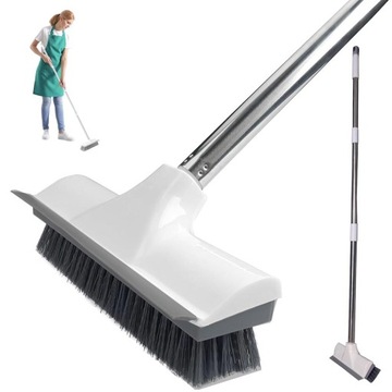 SZCZOTKA DO CZYSZCZENIA 2W1 Z PŁYTKĄ ZGARNIAJĄCĄ ZE SZTYWNYM WŁOSIEM 122CM