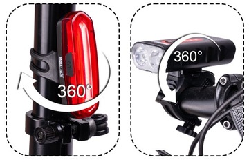 АККУМУЛЯТОРНЫЙ ВЕЛОСИПЕДНЫЙ ФОНАР USB-КАБЕЛЬ ПЕРЕДНЯЯ ЗАДНЯЯ СВЕТОДИОДНАЯ СВЕТОДИОДНАЯ 360 ГРАДУСОВ