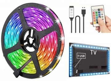 Taśma RGB do podświetlenia Telewizora 2m USB Pilot