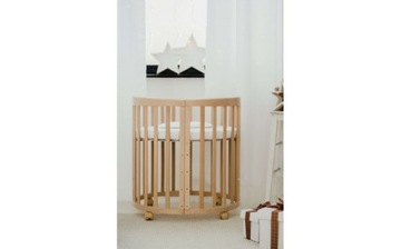 ДЕРЕВЯННАЯ ОВАЛЬНАЯ ДЕТСКАЯ КРОВАТЬ Нейтральный 7в1 с РЕГУЛИРУЕМЫМ матрасом