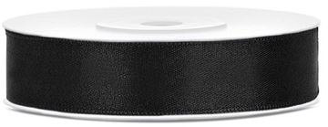TASIEMKA WSTĄŻKA SATYNOWA CZARNA 12MM 25M 10 SZTUK
