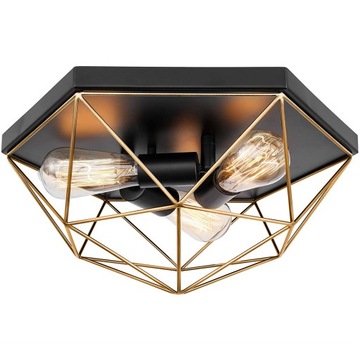 LAMPA SUFITOWA PLAFON POTRÓJNA METALOWA BLACK GOLD