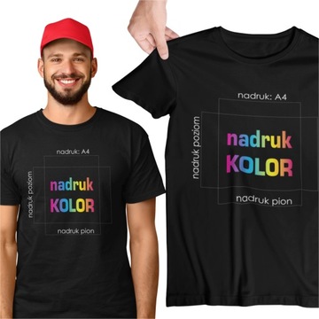 Koszulka KOLOROWA z nadrukiem A4 DTG 180g
