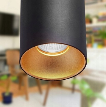 OPRAWA NATYNKOWA HALOGENOWA LED TUBA SUFITOWA GU10 35W CZARNO-ZŁOTA