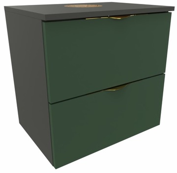 Szafka łazienkowa wisząca pod umywalkę 60 cm 2 szuflady antracyt zieleń