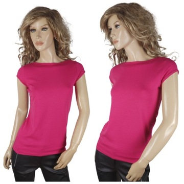 KOLORY gładka Bluzka T-shirt w łódkę PREMIUM polska marka LaTynka TOP 8284