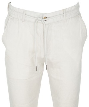Spodnie męskie letnie 100% lniane na gumce-wiązane jasno-beżowe W46