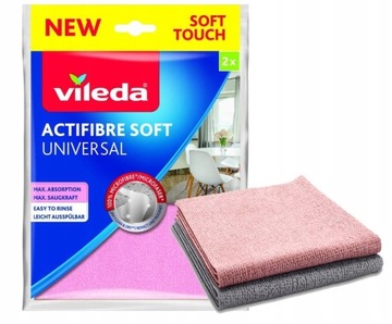 Ściereczki Vileda Actifibre - Mikrofibra, Skuteczne Czyszczenie Bez Smug 2x
