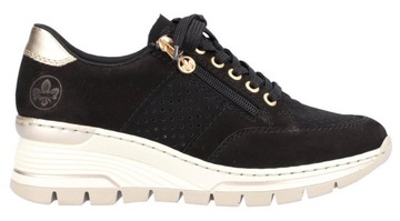 Rieker N8301-00 40 czarne półbuty sportowe koturny sneakersy