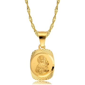 Złoty łańcuszek z Medalikiem 925 Komunia Chrzest na prezent z Grawerem