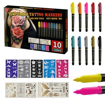 Татуировки для детей Моющиеся шаблоны тату для детей + 10 фломастеров