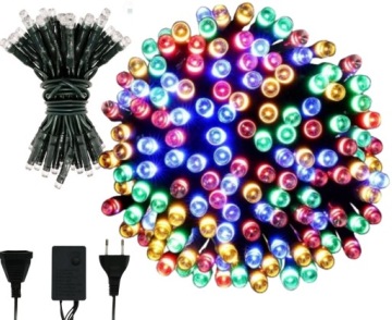 LAMPKI CHOINKOWE ŚWIATEŁKA ŚWIĄTECZNE WEWNĘTRZNE-ZEWNĘTRZNE KOLOROWE 100LED