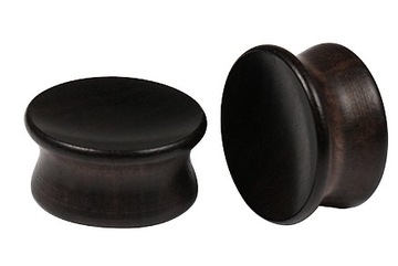 Plug tunel drewniany brązowy siodłowy Wklęsły 10mm