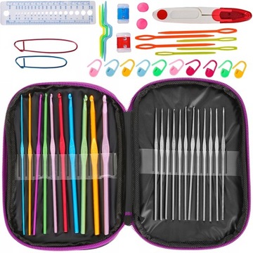 ZESTAW DO SZYDEŁKOWANIA ETUI 50el 0.5-6.5 szydełko