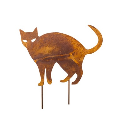 KOT DRESZCZOWIEC CORTEN METALOWE OZDOBY OGRODOWE FIGURKA STOJĄCA ZEWNĘTRZNA