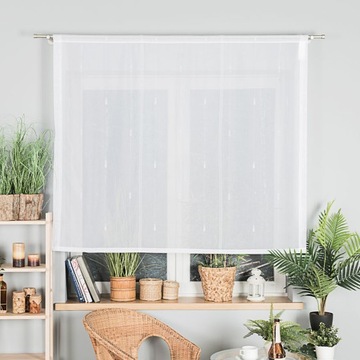 Готовая римская штора со шторами на карнизе, 140х135 см, белое золото.