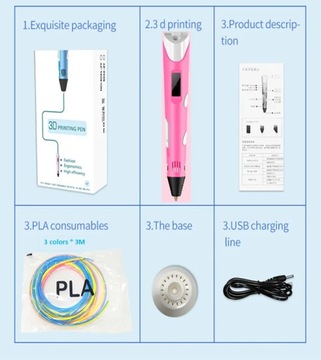 Kids 3D High Temperature Pen 3D Drawing Doodle Printing Pen 3D Pencil Kids