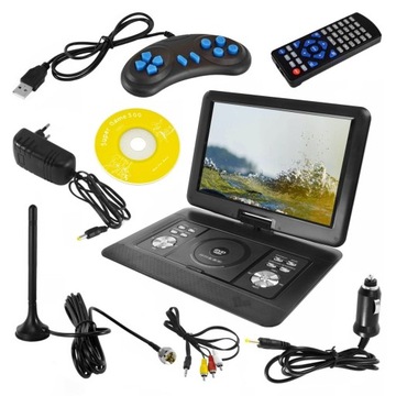 Odtwarzacz przenośny DVD TELEWIZOR mobilny DVBT2 HEVC ekran 16 cali USB SD